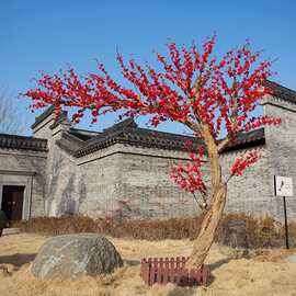 仿真梅花树腊梅假树桃花树梅花红梅盆景室内外装饰造景新年许愿树