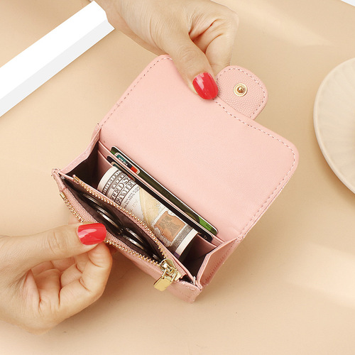 Wholesale wallet women's short style new rhombus leather pickup bag coin bag niche design coin coin purse women's genuine leather