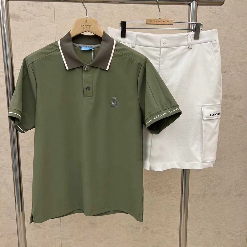 New Men's Early Spring Golf Outfit, Solid Color Casual Cool Shorts, Versatile Sports Top and Pants