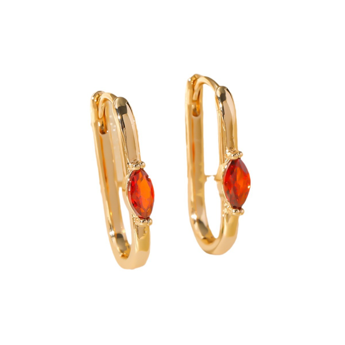 Simple Retro Elegance Geometric Copper Inlaid Zircon Ear Ring