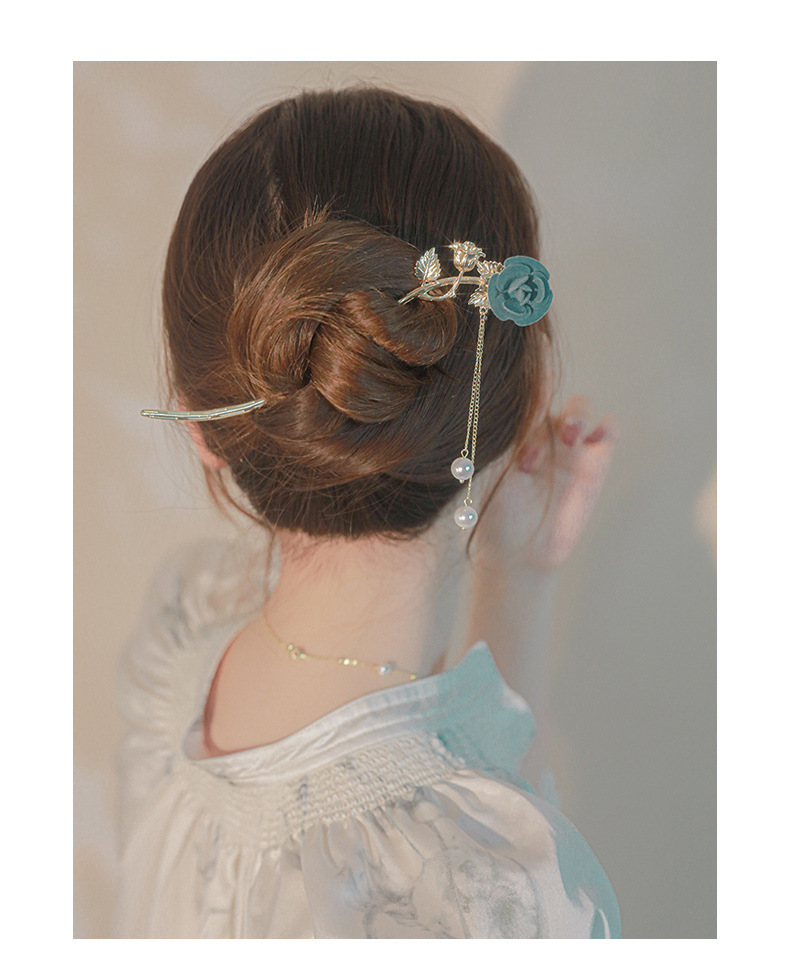 Élégant Style Simple Gland Fleur Alliage Placage Fleurs Perles En Épingle À Cheveux display picture 1