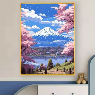 5d钻石十字绣 贴钻画 钻石画魔方钻 钻石画一件代发富士山