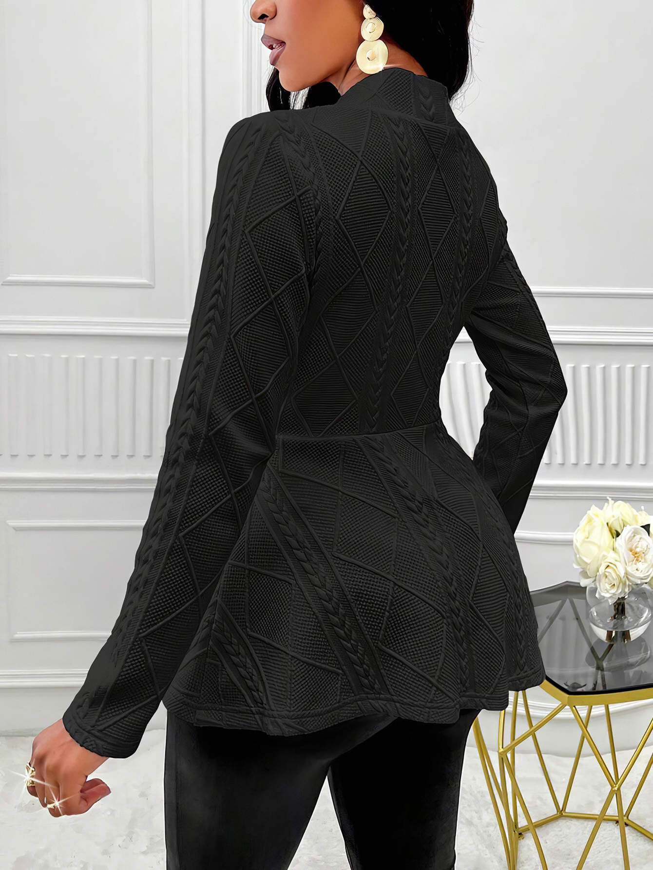 Dames jacquard blazer met een elegante slim fit pasvorm_voghion.com