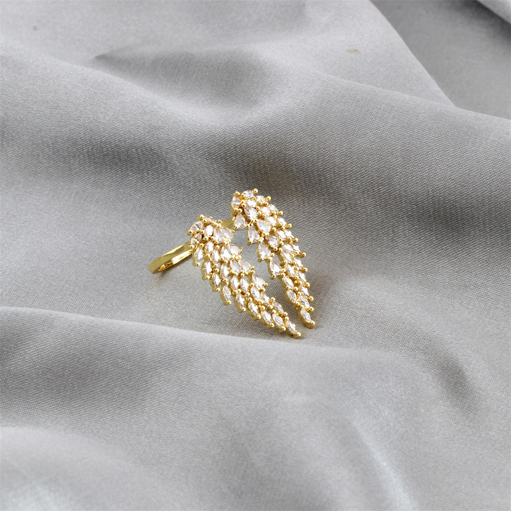 Fashion Water Droplets Eye Wings Copper Inlay Zircon Rings 1 Piece