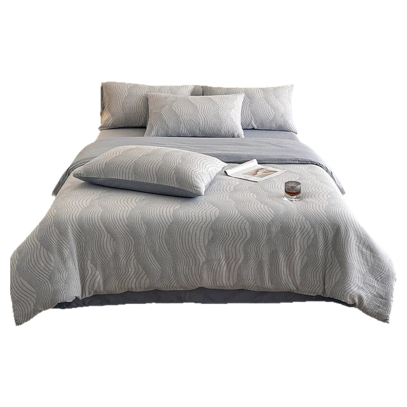 Luz de lujo algodón lavado con agua de algodón cuatro piezas de ropa de cama de alta calidad cuatro estaciones sábanas de algodón universal de tres piezas