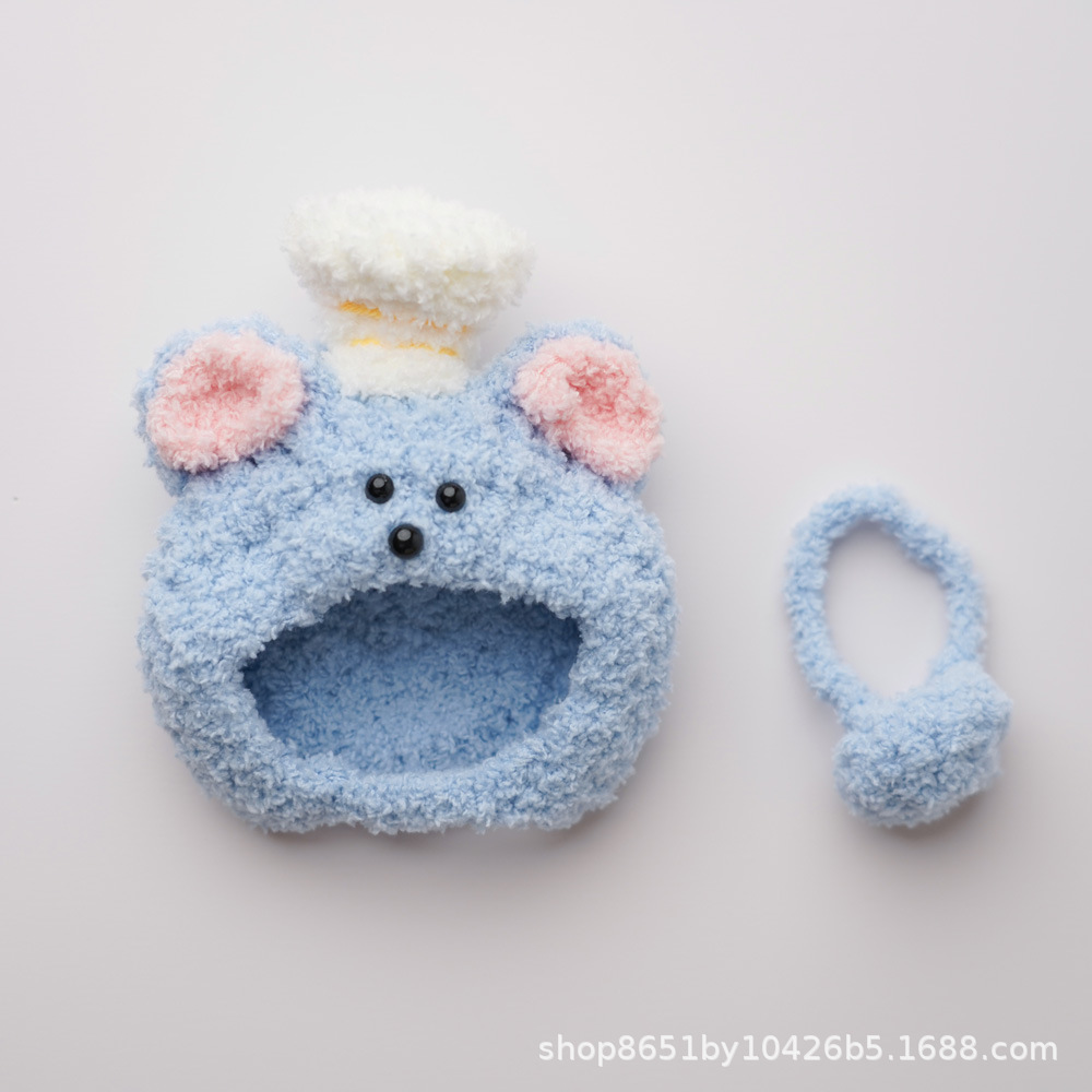 Large rat hood + small blue velvet bag