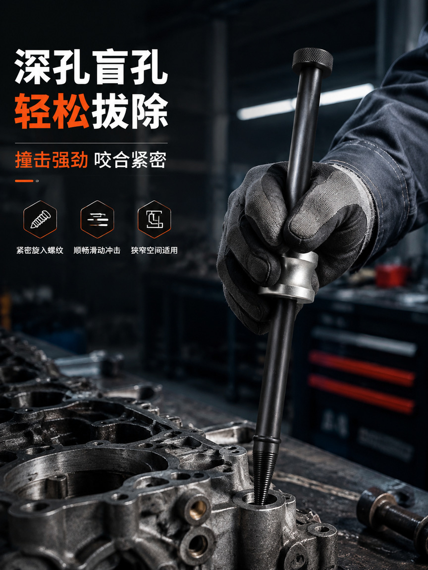 Diesel engine fuel injector seal removal tool, fuel injector seal removal tool, total length 35cm