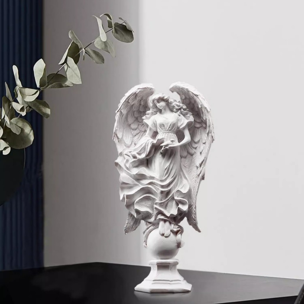 Europa retro niña ángel figura decoración artística artesanía escultura de yeso modelo decoración