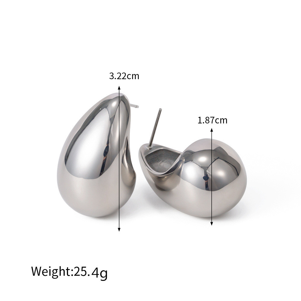 13g Weight Zircon Inlay Material Earrings, Necklace Classification 1 Pair Quantity Daily Occasion Stainless Steel Material Water Droplets Pattern Women's Gender Plating, Inlay Design Simple Style Style Simple Style Water Droplets Stainless Steel Plating Inlay Zircon Earrings Necklace 11