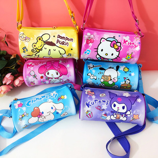 Sanrio Cartoon Cylinder Crossbody Bag Student's Mobile Phone Coin Purse Children's Portable Cute Shoulder Bag