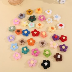 スポット DIY ウールフラワー手織りカラフルなパフフラワー衣装ブローチヘアピンアクセサリーかぎ針編みの花