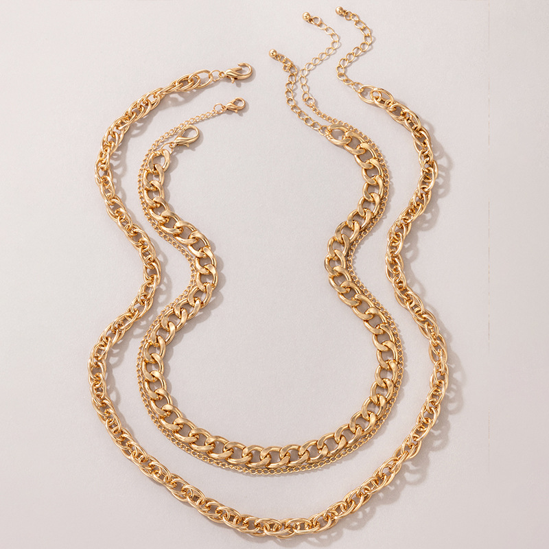 Hip Hop Jewelry Gold Chain Three Layer Necklace Heavy Metal Multilayer Necklace display picture 6