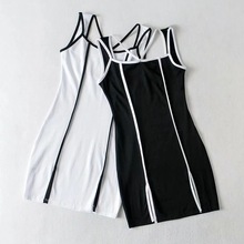 時尚2022夏季性感氣質女裝拼貼棉吊帶款一步裙連衣裙廠家直銷