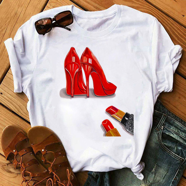 fashion heels printed tee NSATE60985