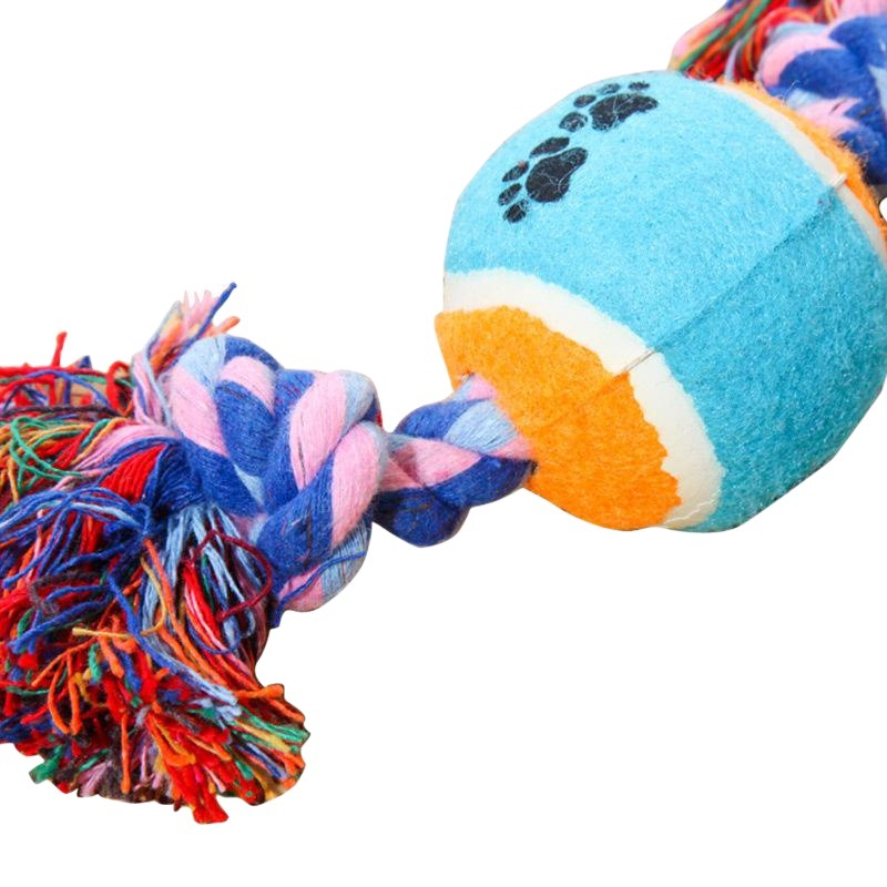 Juguete para Mascotas Fábrica directa con tenis doble nudo mascota Limpieza de dientes gato y perro juguete cuerda de algodón mascota Bola de juguete
