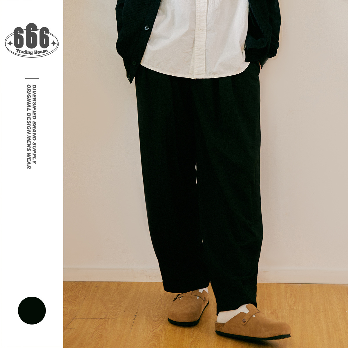 Unchained National Fashion Japanese Style Spring and Autumn Men's Pants Straight Pants Men's Pants Loose Pleated Casual Pants 2218