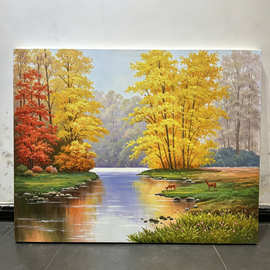 客厅高级感挂画风景画卧室床头装饰风景画餐厅手绘油画壁画定制