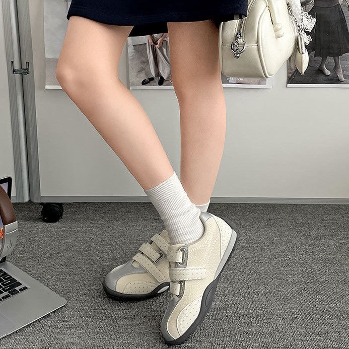 女王范白色复古厚底魔术贴德训鞋女2025新款秋季百搭阿甘运动鞋|undefined