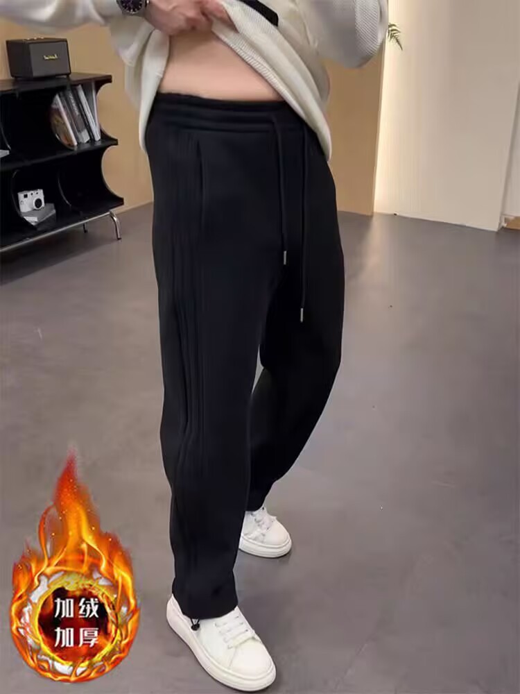 2024 otoño y invierno red callejera callejera casual pantalones recto para hombres más pantalones deportivos de terciaria gruesa marca de moda