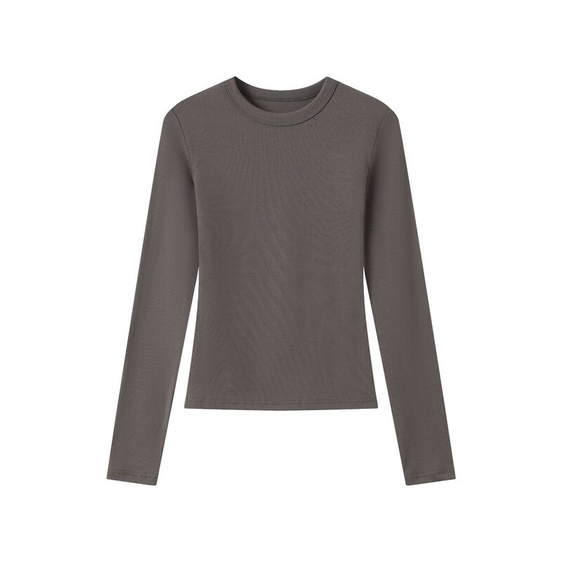 skims 秋冬右肩 Tシャツ モーダルストレッチ タイトフィット 肌に優しいウエスト快適トップス プラスベルベット 暖かいボトリングシャツ|undefined