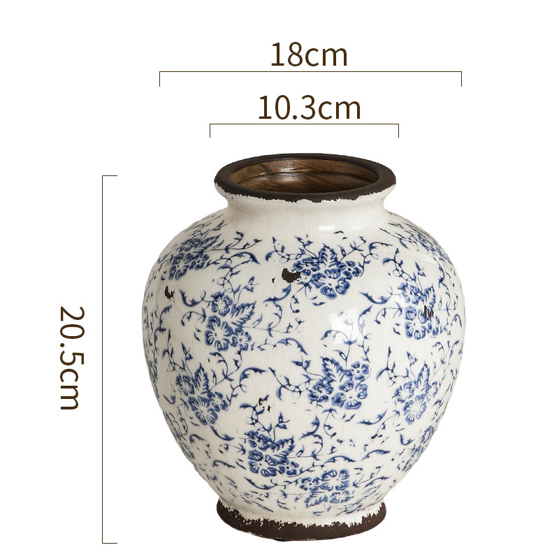 Modelo DK de porcelana azul y blanca con grietas de hielo retro