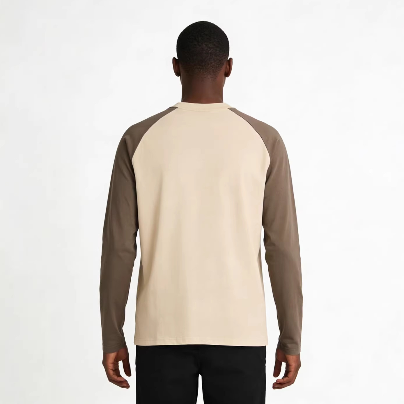 Men's Clothing Men's Color Block Raglan Sleeve Long Sleeve T-Shirt Loose Fit Casual Versatile Solid Color Trendy Couple Style Top_voghion.com
