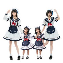 新款日本动漫Cosplay成人儿童海军服水手服JK女仆森女系洛丽塔装