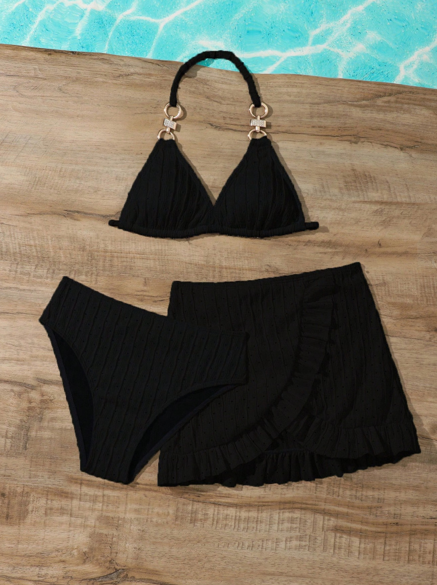 Tredelat bikini set för flickor badkläder strand outfit barn_voghion.com