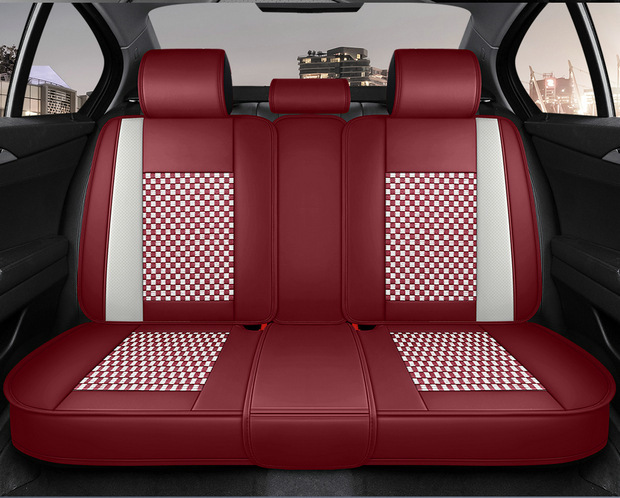 Four-Season Universal Seat Cover Car Seat Cushion Nappa Leather Ice Silk Fully Enclosed Seat Cushion Perforated Wear-Resistant Five-Seater Cross-Border