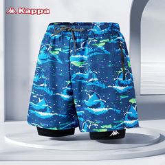 kappa swimming trunks men's anti-embarrassment double-layer quick-drying breathable loose large size five-quarter pants professional swimming equipment