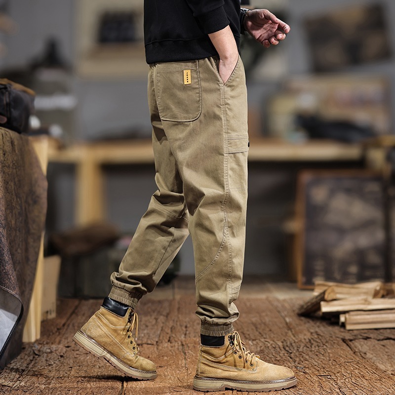 Autumn Work Pants for Men, Loose Fit, Large Size, Trendy American Casual Pants, Multi-Pocket Jogger Pants, Autumn and Winter Harem Pants for Men