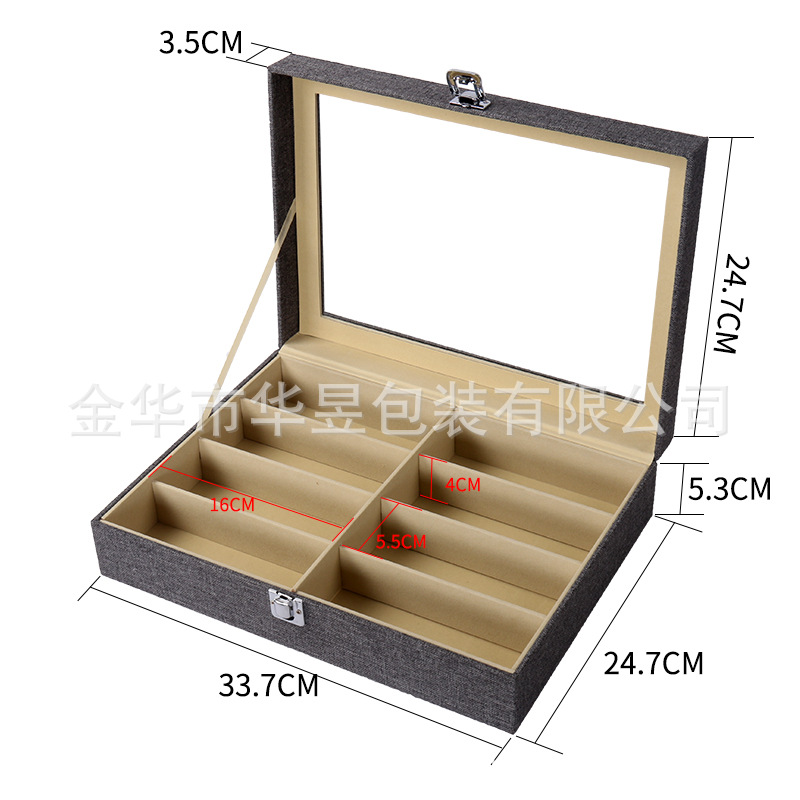 8칸 그레이 린넨 안경 케이스 1호