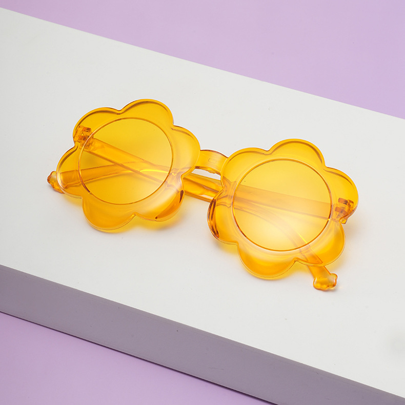 46g Weight Full Frame Glasses Structure Sunglasses Classification Ac, UV400 Protection, Tinted Lenses Lens Material Round Frame Glasses Style Outdoor, Beach Occasion Flower Pattern All Seasons Season Children Unisex Gender Novelty, Modern Style Style Novelty Modern Style Flower Ac UV400 Protection Tinted Lenses Round Frame Full Frame Kids Sunglasses 6