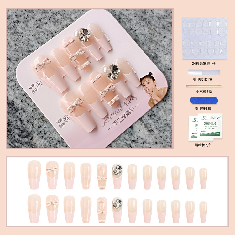Uñas de manicura portátiles hechas a mano, 24 piezas, fototerapia, parches de uñas postizas estéreo, producto terminado, uñas portátiles extraíbles