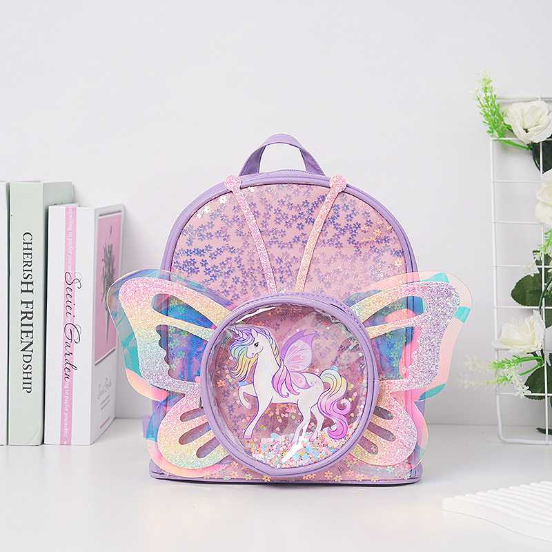 Kid's All Seasons Pu Leather Cartoon Cute Preppy Style Square Zipper Functional Backpack display picture 2