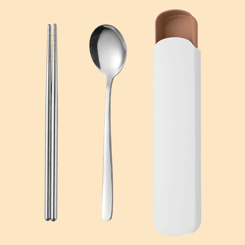 Acero inoxidable portátil vajilla cuchara palillos de dos piezas tazón de fideos instantáneos taza de comida rápida vajilla traje