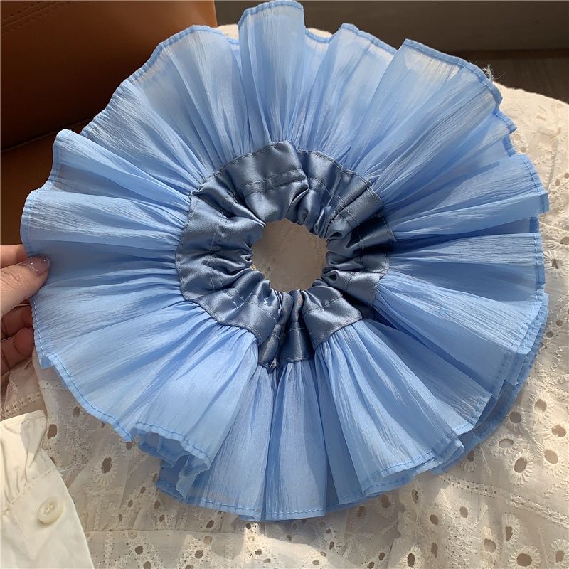 Elastico per capelli a doppio strato con volant e pizzo elegante_voghion.com