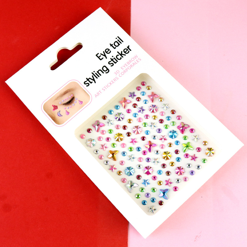 Transfronterizo AB diamantes coloridos joyas de maquillaje de ojos maquillaje facial pegatinas de diamante para niños espectáculo de escenario pegatinas faciales pegatinas de cristal perlas