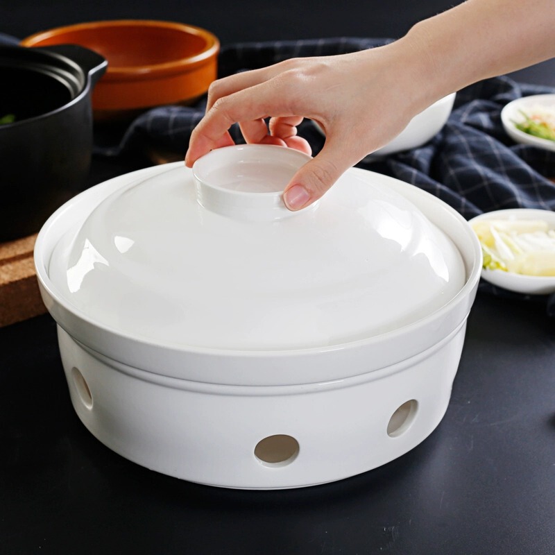 ホテルのレストランの乾燥鍋料理皿ろうそく加熱保温家庭用陶磁器皿明炉ベースセットホット料理皿|undefined