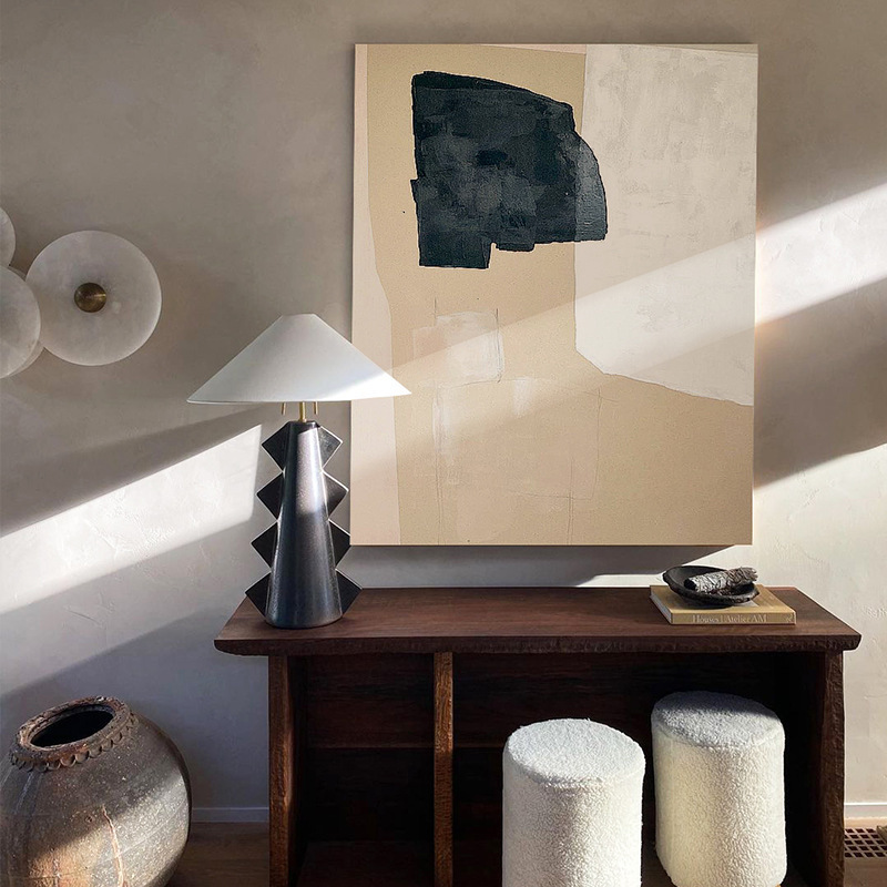 Simple Abstract Sofa Decorative Painting Morandi Color Living Room Background Wall Painting Huge Dining Room Hanging Painting Color Block Art Painting