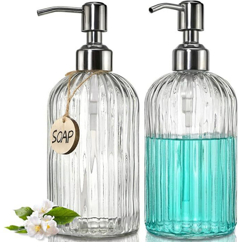 400ml + cabeza de bomba de acero inoxidable plateado 1; Transparencia; vidrio