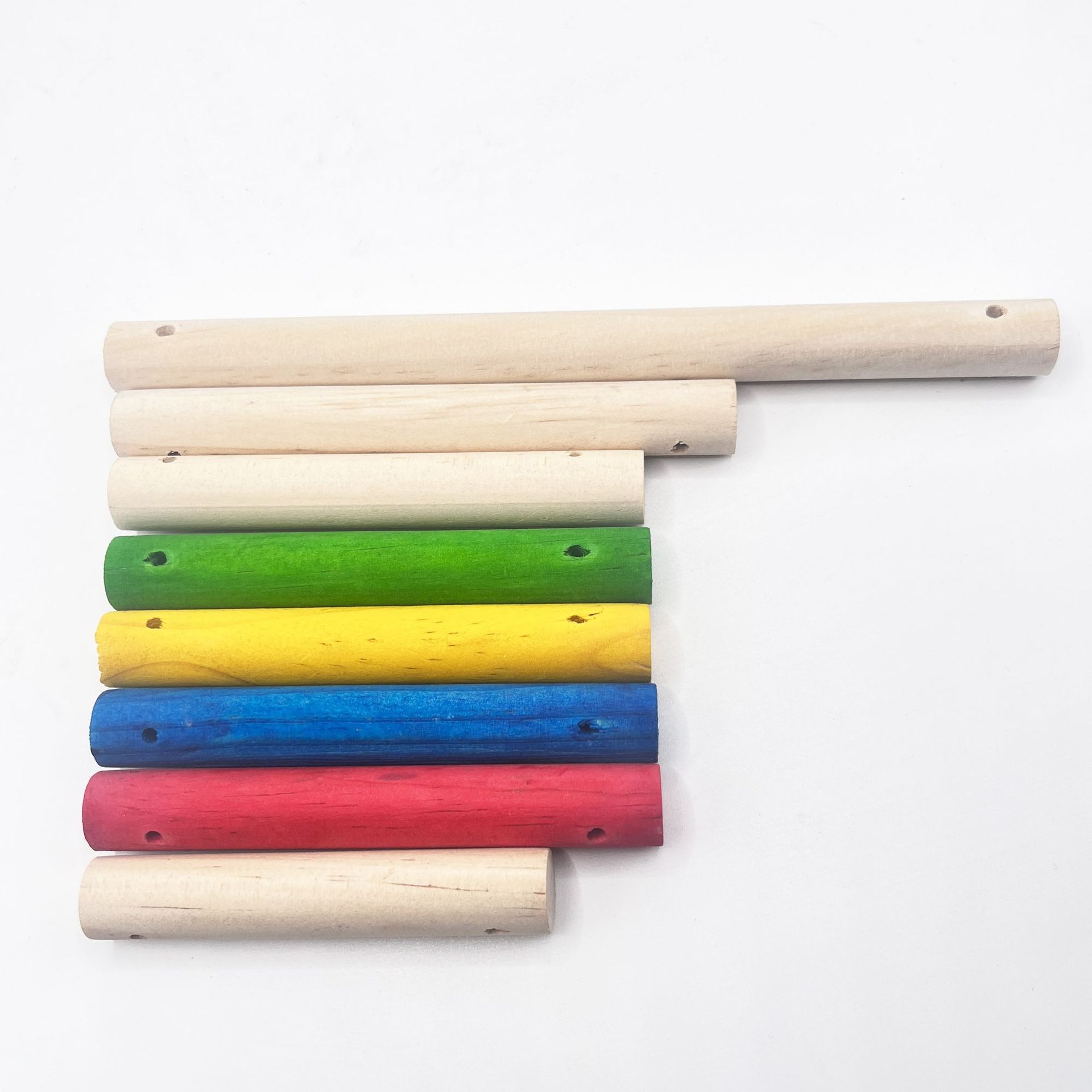 Accesorios de juguete para pájaros de bricolaje, loros, pájaros, pájaros, mordisqueando, pájaros, columpios, escaleras, palos redondos perforados, palos de pino al por mayor image 3