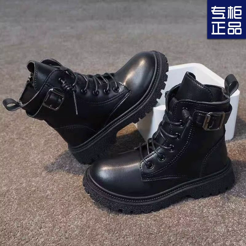 Ботинки Martin для девочек 2023 Новые осенне-зимние утолщенные сапоги на флисовой подкладке Зимняя обувь в британском стиле для маленьких девочек Короткие сапоги для мальчиков