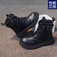 Children's Martin Boots 2023 New Model Autumn/Winter Fleece Lined Thick Boots British Style Little Girl Winter Shoes Boy Short Boots