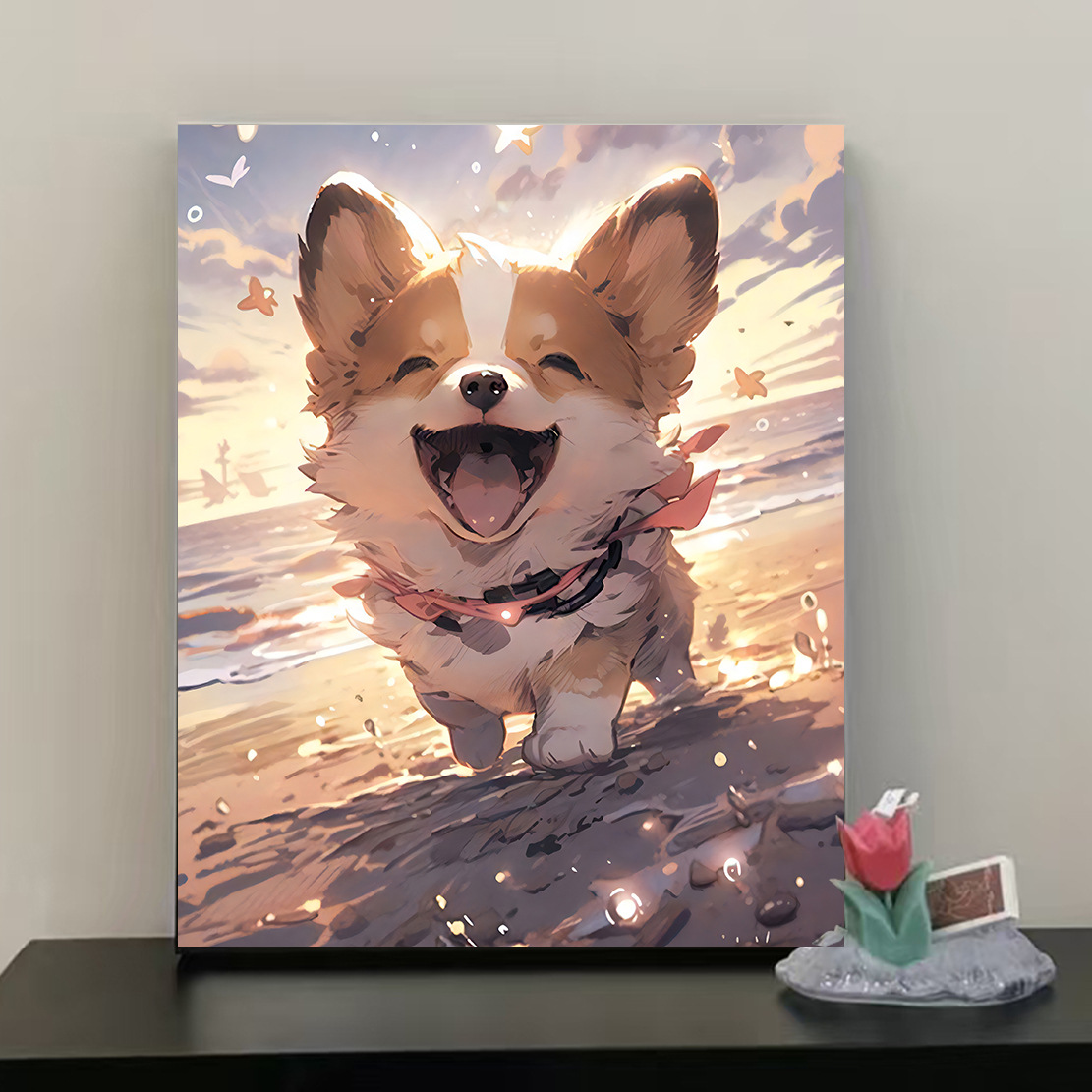 现货批发外贸跨境DIY数字油画手工手绘填色动漫涂鸦丙烯装饰画