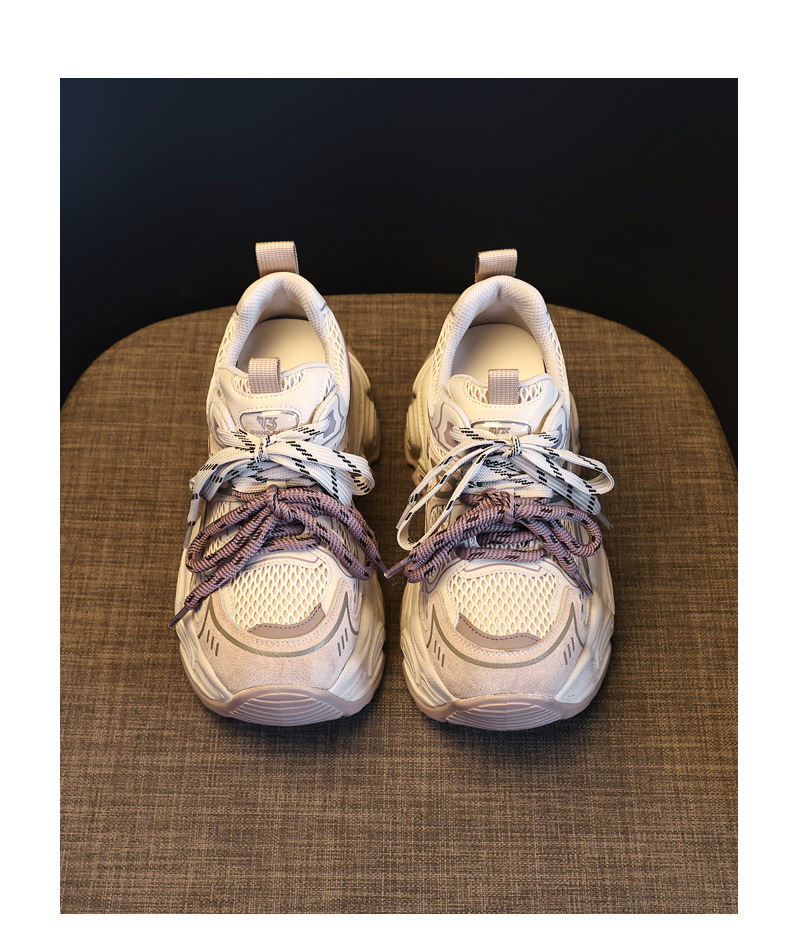 Giày sneaker nữ đế dày tăng chiều cao 9,5 cm lưới thoáng khí phong cách daddy — màu tím chi tiết 19