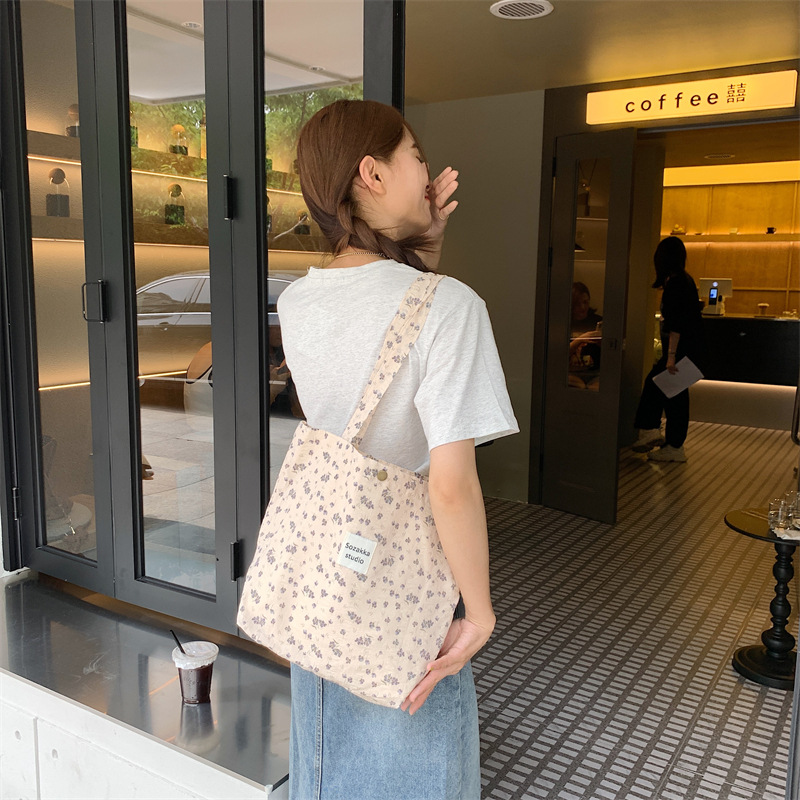 36251 Vintage floral canvas cosmetic bag, large-capacity handbag, women's single-shoulder crossbody bag, tote bag, underarm bag undefined