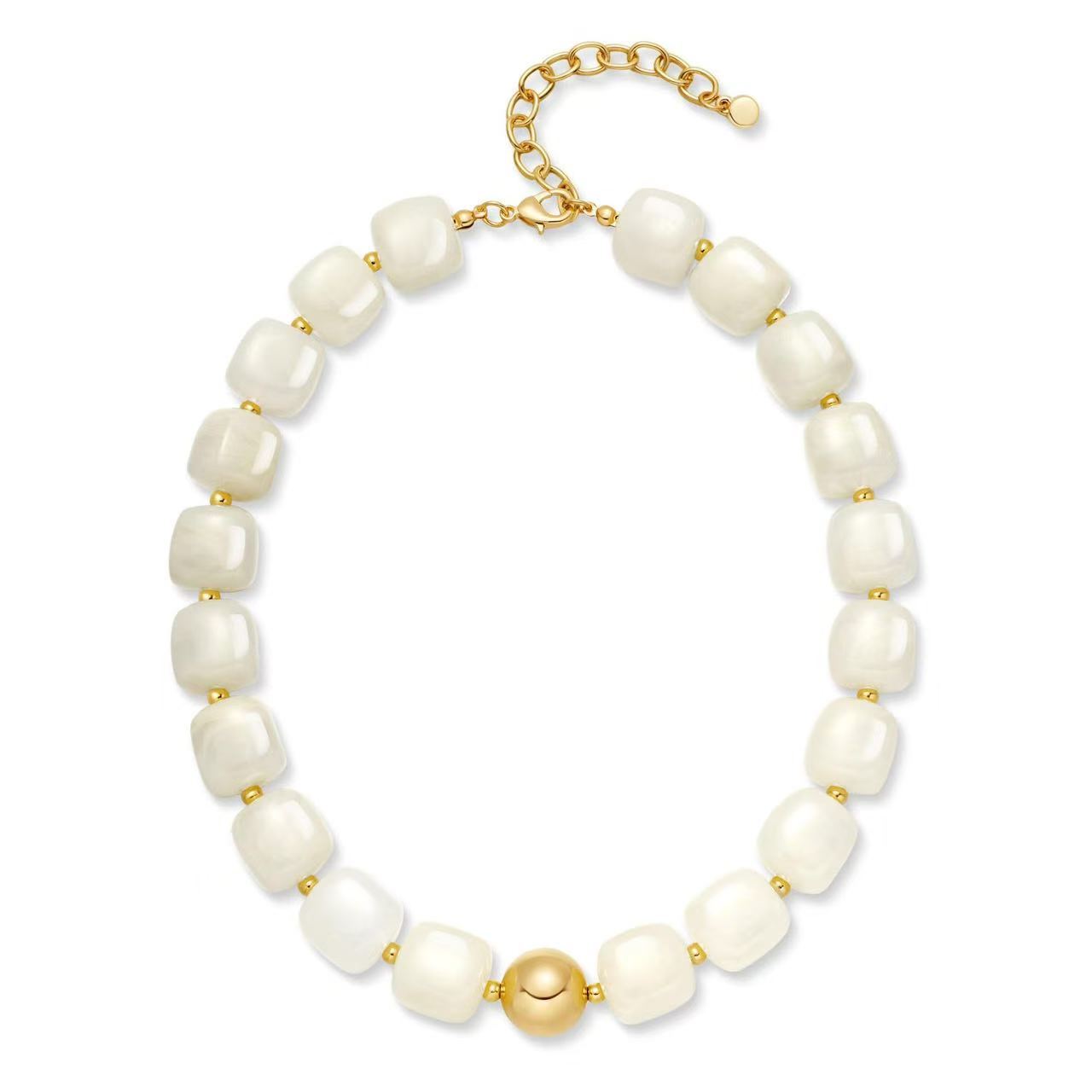 Buntes Eckiges Harz Perlen Collier Im Böhmischen Statement Stil_voghion.com