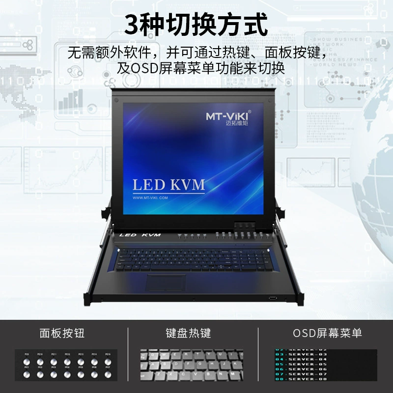 Magoto's 17-inch LED with screen IP remote KVM switch VGA matrix 98 key 1708ul-IP