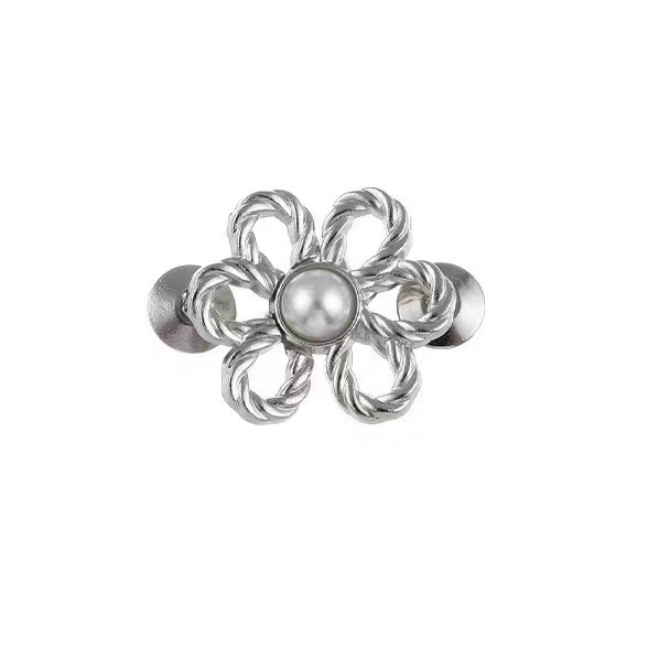 Six-Petal Flower Waist Clip, Decorative Skirt Buckle, Detachable Seamless Design, Pearl Center